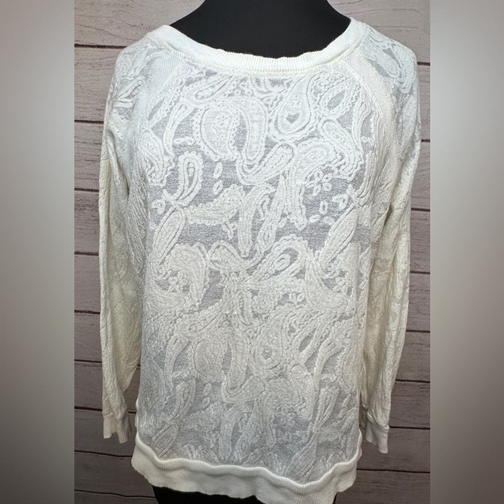 Nine West Vintage America White Lace Blouse ,Petite Large, Business Casual